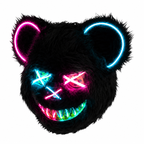 Masque ours LED rose et bleu lumineux pour Halloween