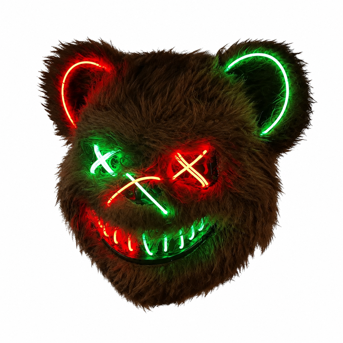 Masque ours LED rouge et vert lumineux pour Halloween