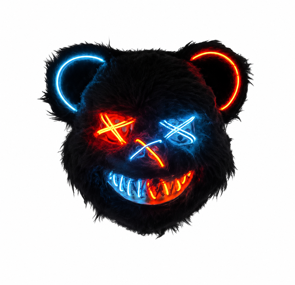 Masque ours LED Halloween bleu et orange HauntMask
