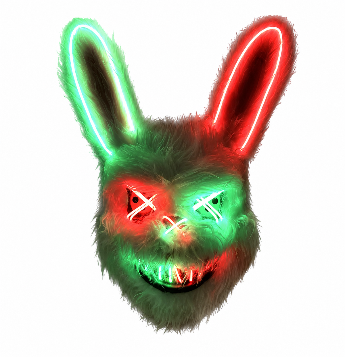Masque lapin LED Halloween rouge et vert HauntMask