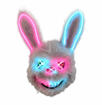 Masque lapin LED Halloween rose et bleu HauntMask