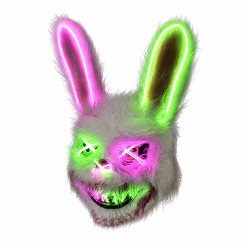 Masque lapin LED rose et vert lumineux pour Halloween