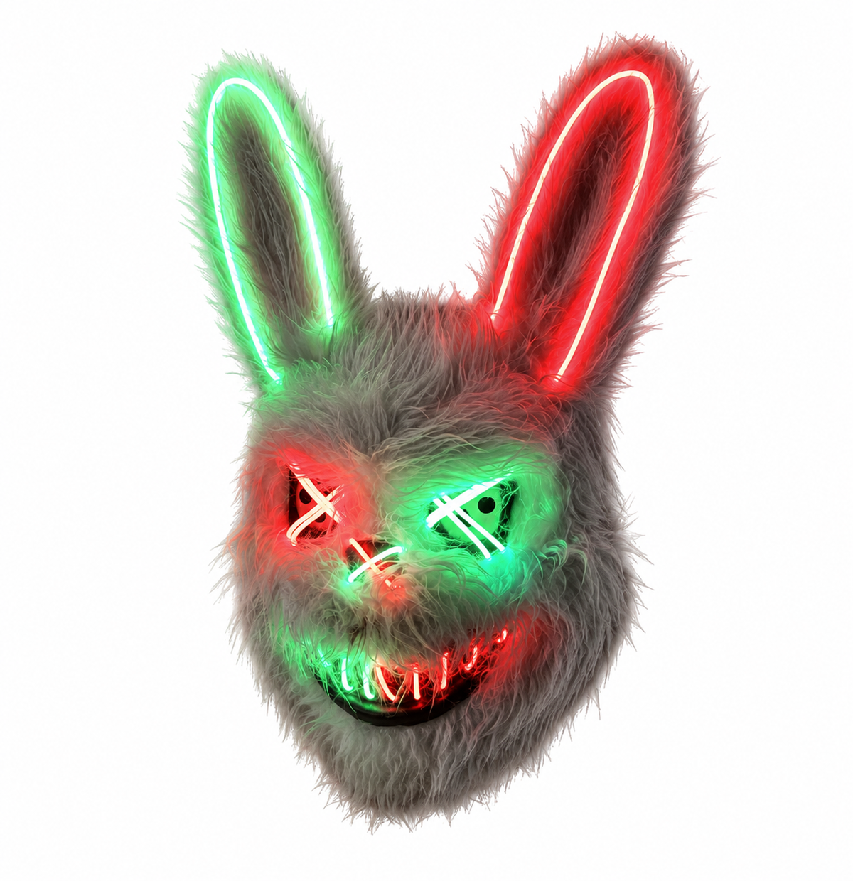 Masque lapin LED rouge et vert lumineux pour Halloween