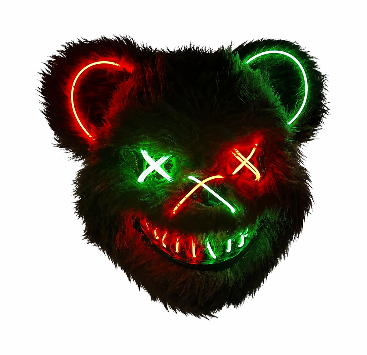 Masque ours LED Halloween rouge et vert HauntMask