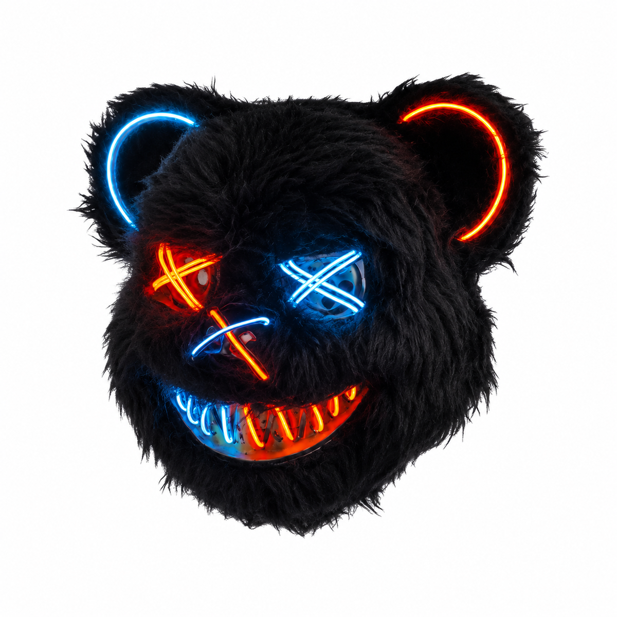 Masque ours LED bleu et orange lumineux pour Halloween
