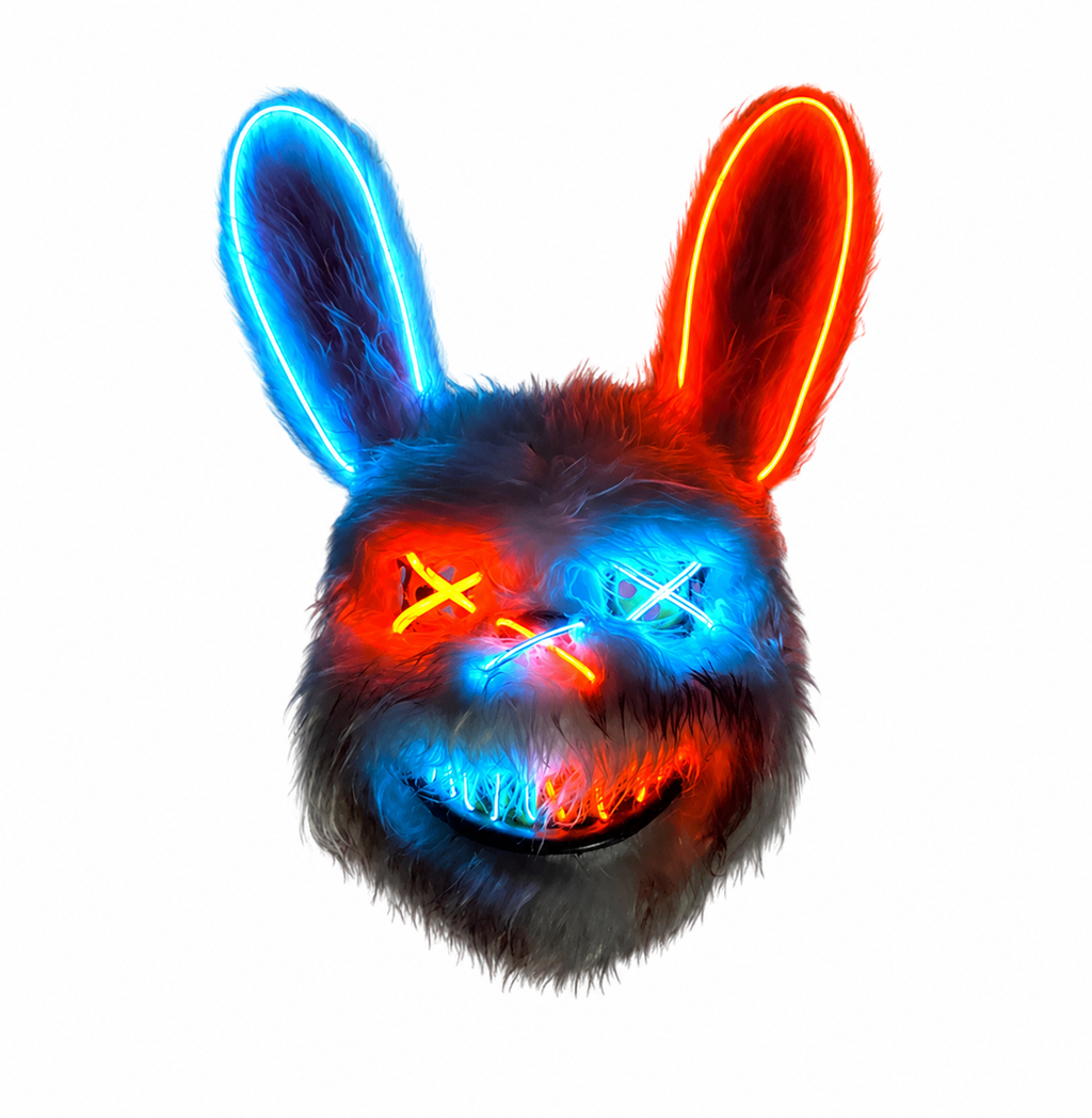 Masque lapin LED Halloween bleu et orange HauntMask