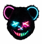 Masque ours LED Halloween rose et bleu HauntMask