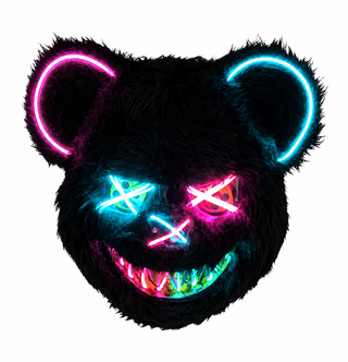 Masque ours LED Halloween — Rose et bleu