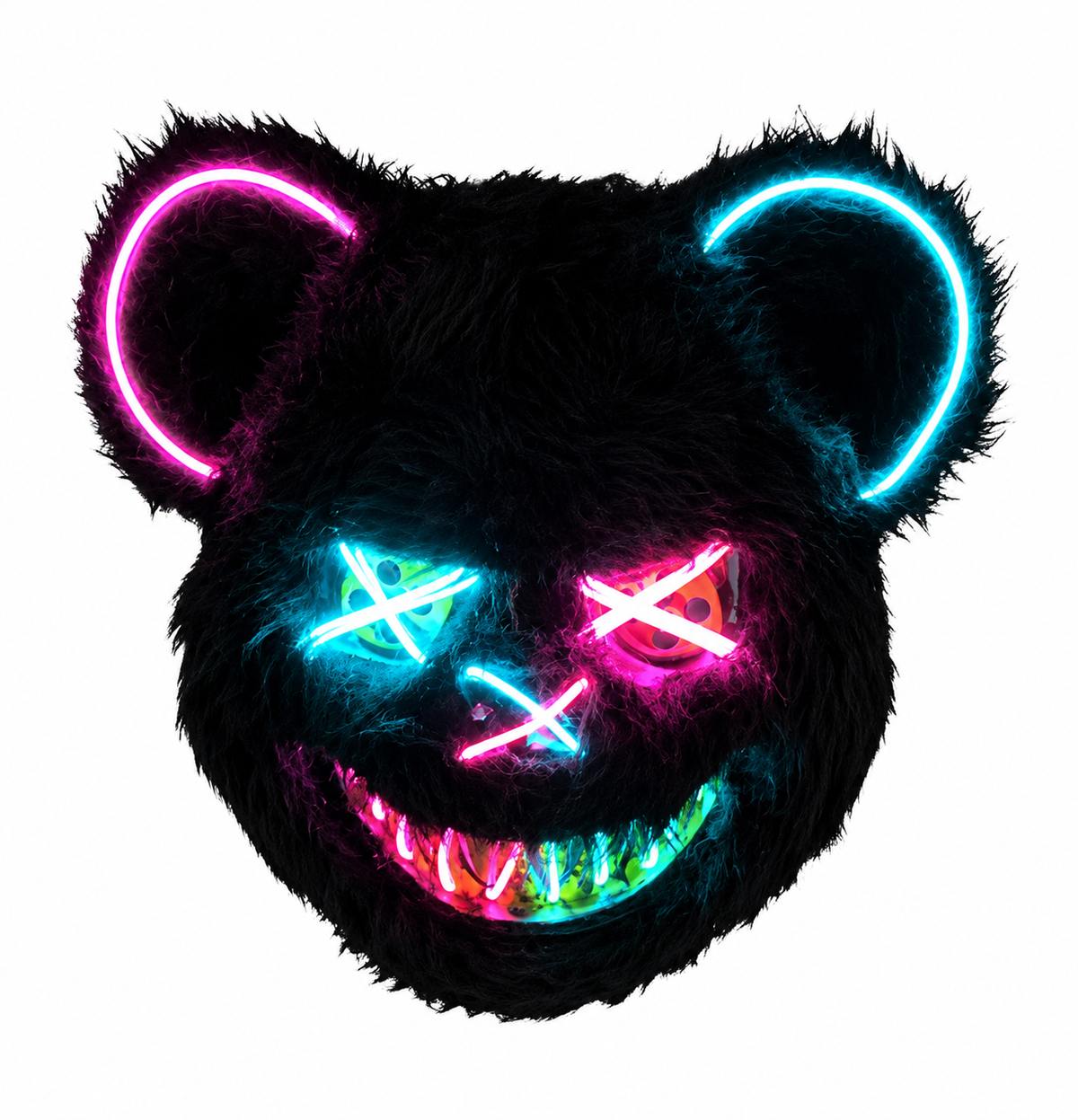 Masque ours LED Halloween rose et bleu HauntMask