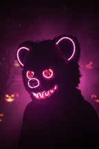 HauntMask – Neon Bear LED Mask Full Pink – Image 2