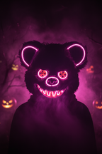 HauntMask – Neon Bear LED Mask Full Pink
