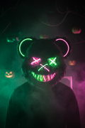 HauntMask – Neon Bear LED Mask Green & Pink