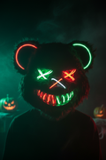 HauntMask – Neon Bear LED Mask Green & Red