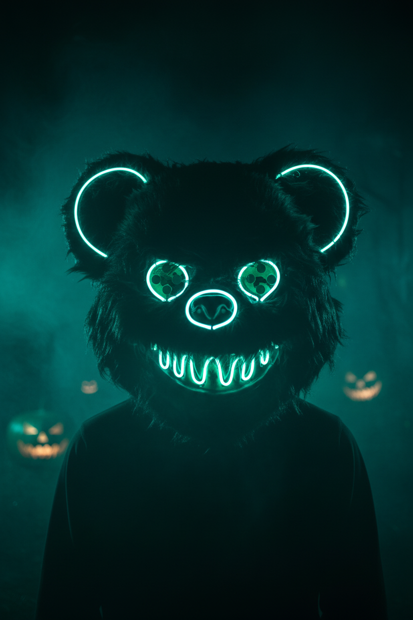 HauntMask – Neon Bear LED Mask Toxic Green