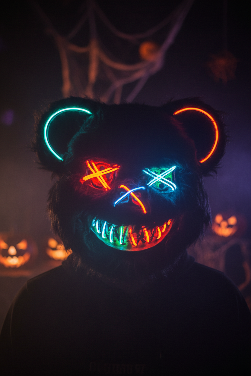 HauntMask – Neon Bear LED Mask v2