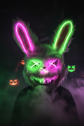 HauntMask – Neon Rabbit LED Mask Pink & Green