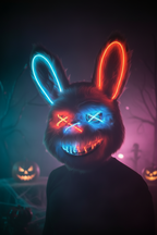 Masque lapin néon angle 3/4 Halloween
