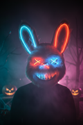 Masque lapin néon bleu orange Halloween décor
